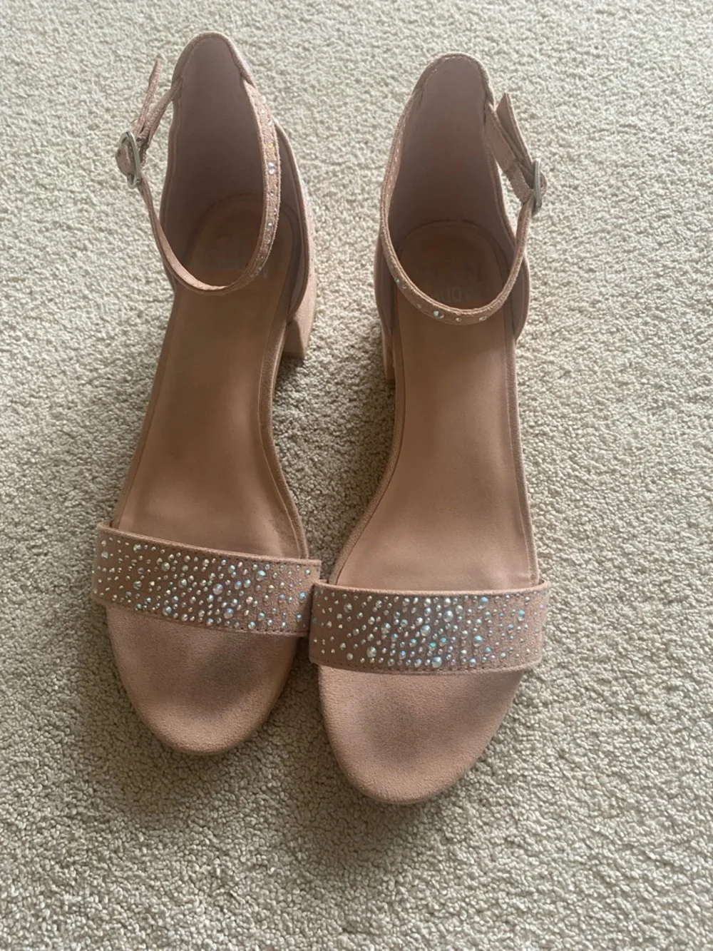 Teens Block Heel Sandals with Rhinestones